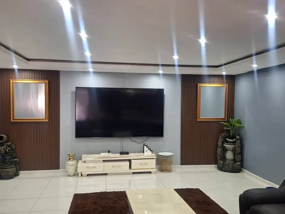 Completed fluted panel TV wall installed by CSO